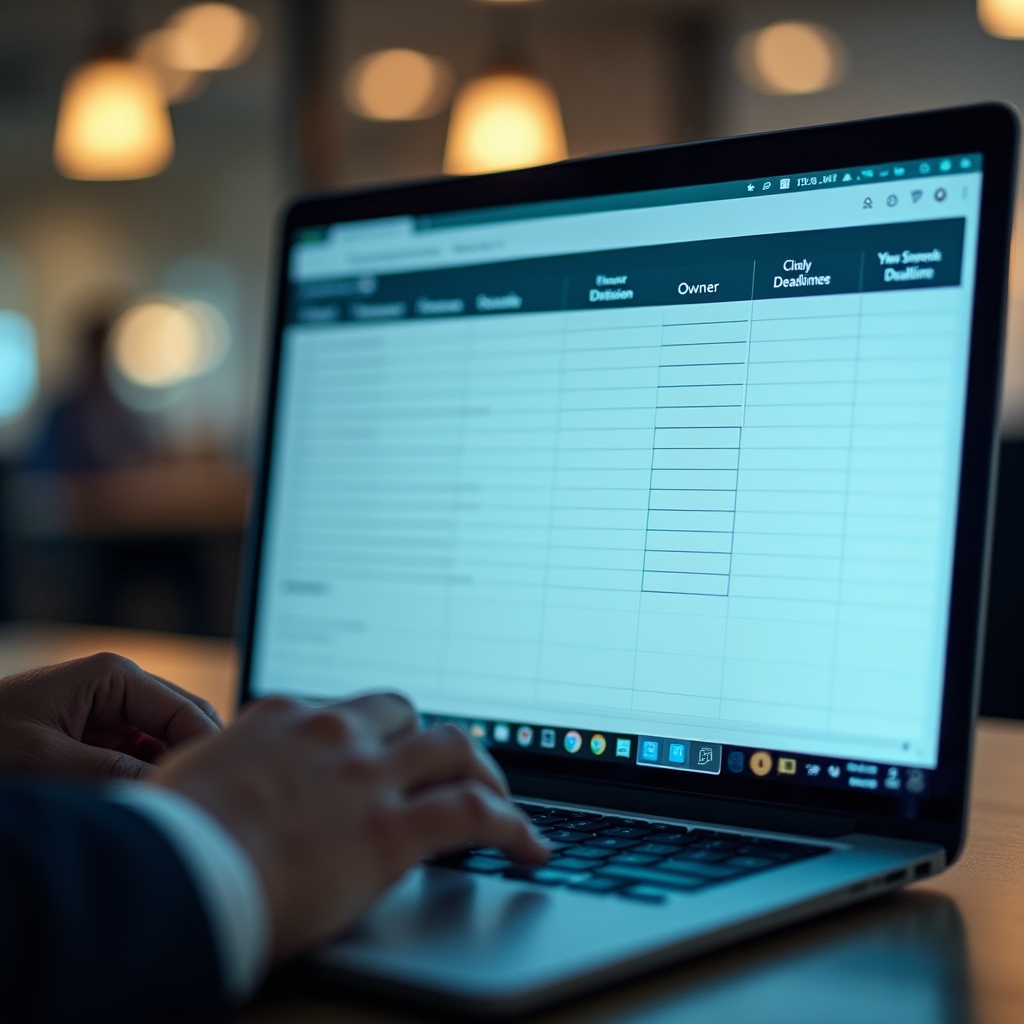 Decision log spreadsheet template with columns for owner, date and outcome