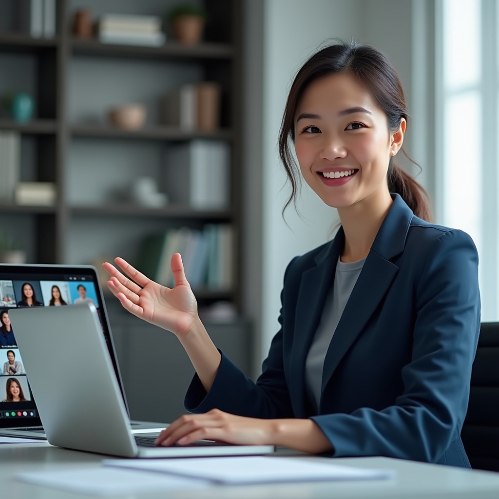 Facilitator leading an online meeting workshop session on a laptop screen